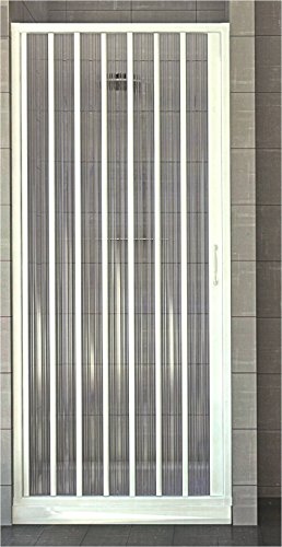 Duschtür 90 cm aus PVC, Modell Virgin mit seitlicher Öffnung, pastellweiß von ROLLPLAST PINTO