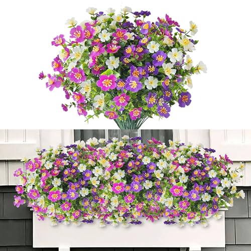 ROLLWAY 6 Bündel Künstliche Blumen Balkon Kunstblumen Wetterfest Kunstpflanzen Außen Blumenstrauß Pflanzen UV-beständig Balkonpflanzen wie echt für Balkonkasten Innen Außenbereich Outdoor Seidenblumen von ROLLWAY