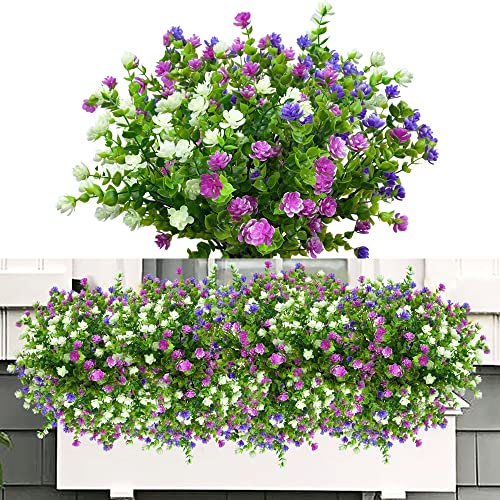 ROLLWAY 6 Bündel Künstliche Blumen Balkon Kunstblumen Wetterfest Kunstpflanzen Außen Blumenstrauß Pflanzen UV-beständig Balkonpflanzen wie echt für Balkonkasten Innen Außenbereich Outdoor (Typ A) von ROLLWAY