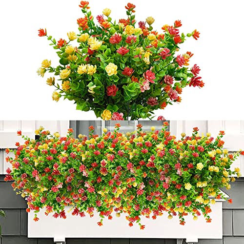 ROLLWAY 6 Bündel Künstliche Blumen Balkon Kunstblumen Wetterfest Kunstpflanzen Außen Blumenstrauß Pflanzen UV-beständig Balkonpflanzen wie echt für Balkonkasten Innen Außenbereich Outdoor von ROLLWAY