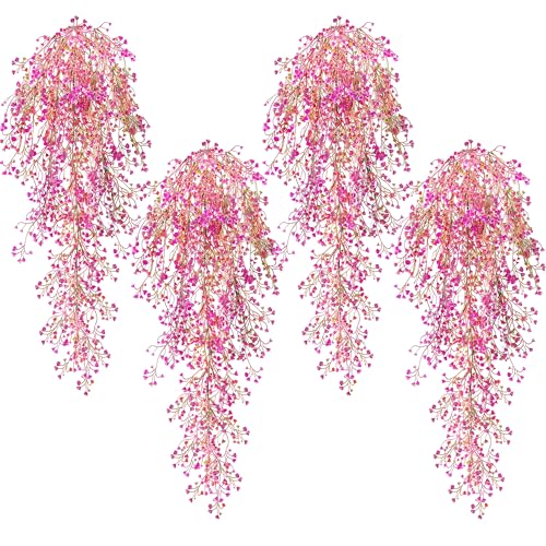 ROLLWAY 4 Stück Künstliche Blumen Hängend 80cm Hängeblumen Künstlich Hängepflanzen Kunstpflanze Hängend Kunstblumen Plastikblumen für Balkon Hochzeit Garten Outdoor Wand Dekoration von ROLLWAY