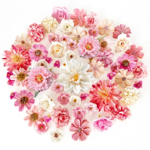 ROLLWAY 60 Stück Kunstblumen zum Basteln Rosa Weiß, 18 Typen Klein Künstliche Blumen zum Basteln Blumenköpfe 2~8cm, Mini Kunstblumen Deko Blütenköpfe Fake Blumendeko für DIY Basteln Hochzeit ROLLWAY 60 Stück Kunstblumen zum Basteln Rosa Weiß, 18 Typen Klein Künstliche Blumen zum Basteln Blumenköpfe 2~8cm, Mini Kunstblumen Deko Blütenköpfe Fake Blumendeko für DIY Basteln Hochzeit von ROLLWAY