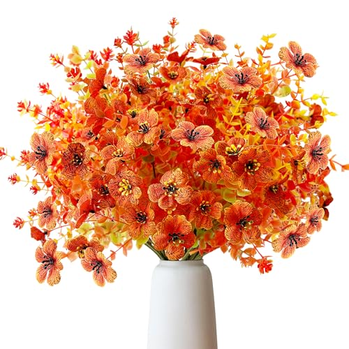 ROLLWAY 8 Bündel Künstliche Herbstblumen Künstlich Herbststrauß Kunstblumen Herbst Deko, Künstliche Blumen Herbst Balkonpflanzen Seidenblumen Herbstzweige Herbstdeko für Drinnen Draußen Garten Tisch von ROLLWAY