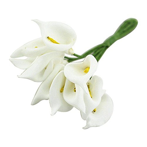 ROLOl 12 Stück künstliche Calla Blumenstrauß für Hochzeit, Dekoration, Basteln, Girlande, Geschenk, Weiß von ROLOl