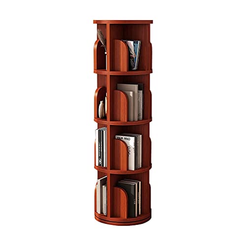 Bücherregal, um 360° drehbar, freistehendes Bücherregal aus Massivholz, drehbares Bücherregal mit Schallwand-Design, schmales Bücherregal-Organizer für die Dekoration Kleiner Räume von ROLTIN