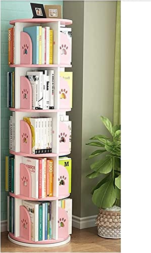 ROLTIN Bookshelf Book Rack Bookcase Book Shelf Rotating Bookcase Floor to Ceiling Drawing Simple Household Student Rack (Color : White) (White) (Pink) von ROLTIN