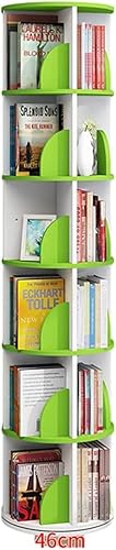 ROLTIN Bücherregal, drehbar, aus Holz, abgerundete Ecken, 360 Grad, bodenstehendes Bücherregal (weiß, 46 x 66 cm) (grün, 46 x 190 cm) von ROLTIN