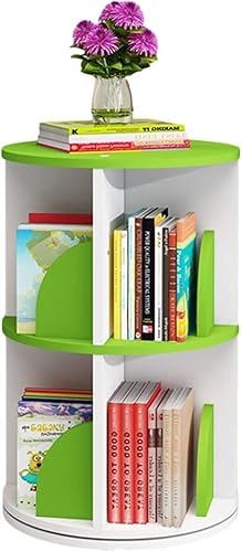 ROLTIN Bücherregal, drehbar, aus Holz, abgerundete Ecken, 360 Grad, bodenstehendes Bücherregal (weiß, 46 x 66 cm) (grün, 46 x 66 cm) von ROLTIN