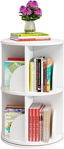 ROLTIN Bücherregal, drehbar, aus Holz, abgerundete Ecken, 360 Grad, bodenstehendes Bücherregal (weiß, 46 x 66 cm) (weiß, 46 x 66 cm) von ROLTIN