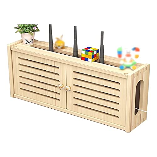 ROLTIN Router-Rack, Massivholz-Router-Aufbewahrungsbox, Wohnzimmer, Router-Regal, WiFi-Licht, Katze, Set-Top-Box-Rack, wandmontiertes Steckdosenleisten-Rack, B, 36 x 24 x 11 cm, von ROLTIN