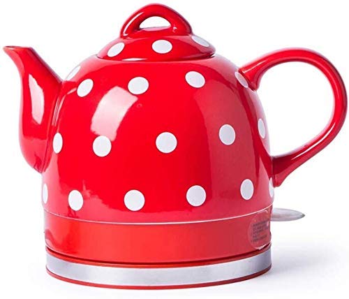 Wasserkocher, Keramik-Wasserkocher, kabellose Wasser-Teekanne, Teekanne-Retro, 1 l Krug, schnell (Farbe: Rot) (Rot) von ROLTIN