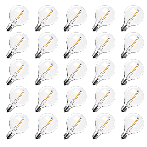 ROMANJOY 25pcs LED Glühbirnen Außen G40 E12 Leuchtmittel 1W（ersatz 10W） 2200K warmweiß 100LM AC220-240V Led Birnen Klares Glas Klein Glühbirne für Schlafzimmer Terrasse Lichterkette Außen von ROMANJOY