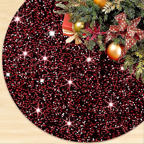 ROMANKAS Weihnachtsbaum-Rock – 53,3 cm kleine Pailletten-Glitzermatte für 1,2 m Baum – Samtstoff, rustikal, funkelnde Ferienhaus-Basisabdeckung von ROMANKAS