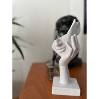 Dame Maske Statue, 10 Zoll Smile Weiße Skulptur, Wohndekoration, Geschenk Zur Wohnungsweihung von ROMARTSculptures