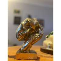 Maske Skulptur Statue, 8 Zoll, Geschenk Zur Wohnungserwärmung, Kreatives Abstraktes Dekor, Gold Statue Gesicht, Handstatuen, Haus Und Büro von ROMARTSculptures