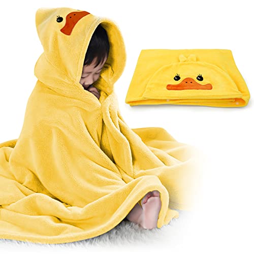 ROMASA Kinder Badetuch Ultra weiches Kapuzentuch Super saugfähig absorbierende Bademantel Decke Kleinkind Duschgeschenke für Jungen und Mädchen extra groß 70cm x 140cm (Gelb) von ROMASA