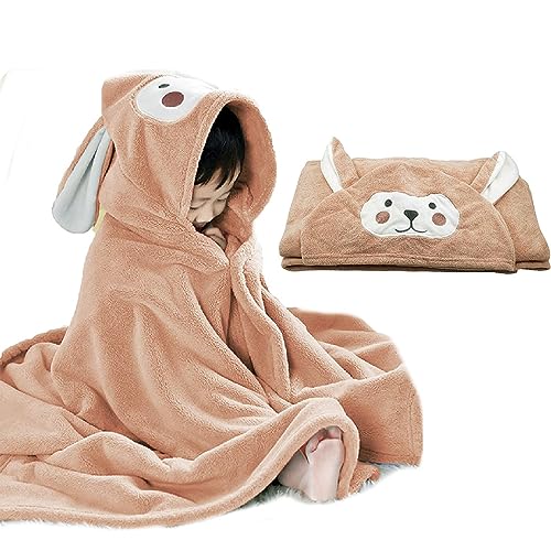 ROMASA Kinder Badetuch Ultra weiches Kapuzentuch Super saugfähig absorbierende Bademantel Decke Kleinkind Duschgeschenke für Jungen und Mädchen extra groß 70cm x 140cm (Kaqi) von ROMASA