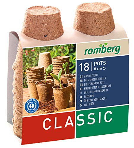 Romberg Anzuchttöpfe Classic rund ø 8 cm (18 Stück, biologisch abbaubar, torffrei, einfache Anwendung) 10091101 von Romberg