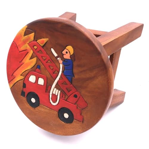 ROMBOL Handgefertigter Kinderhocker, Holz, Kinderhocker:Feuerwehrauto von ROMBOL
