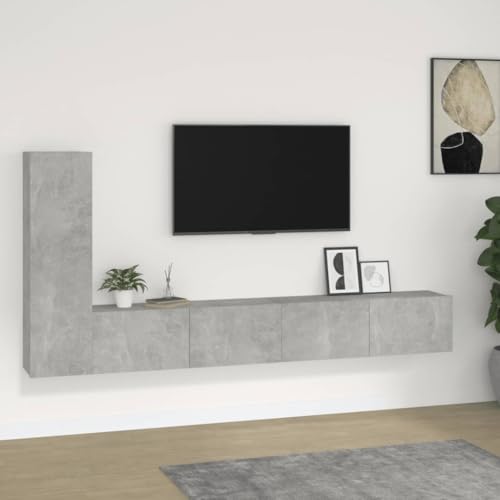 3-TLG. TV-Schrank-Set Betongrau Holzwerkstoff HiFi Rack Fernseher kommode Sideboard Wohnzimmer wohnzimmerschrank 3-TLG. TV-Schrank-Set Betongrau Holzwerkstoff HiFi Rack Fernseher kommode Sideboard Wohnzimmer wohnzimmerschrank von ROMHZKS