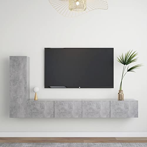 3-TLG. TV-Schrank-Set Betongrau Holzwerkstoff tv Board Fernseher kommode tv unterschrank wohnzimmerschrank 3-TLG. TV-Schrank-Set Betongrau Holzwerkstoff tv Board Fernseher kommode tv unterschrank wohnzimmerschrank von ROMHZKS
