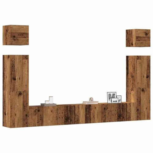 6-TLG. TV-Schrank-Set Wandmontage Altholz-Optik Holzwerkstoff Fernseher Schrank Sideboard Wohnzimmer kommode tv unterschrank von ROMHZKS
