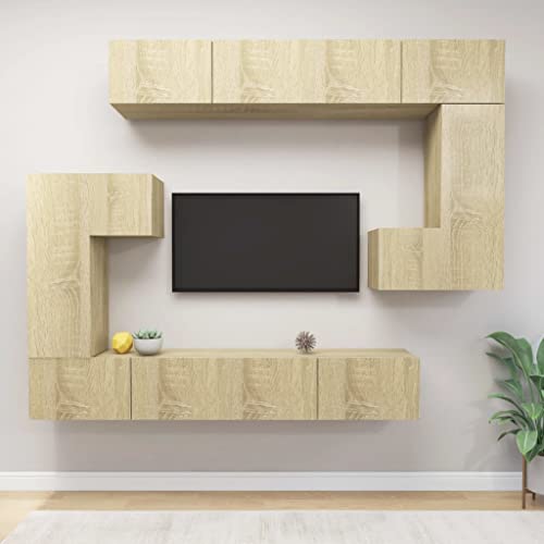 8-TLG. TV-Schrank-Set Sonoma-Eiche Holzwerkstoff tv unterschrank Fernseher kommode tv kommode Sideboard hängend 8-TLG. TV-Schrank-Set Sonoma-Eiche Holzwerkstoff tv unterschrank Fernseher kommode tv kommode Sideboard hängend von ROMHZKS