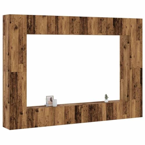 8-TLG. TV-Schrank-Set Wandmontage Altholz-Optik Holzwerkstoff tv kommode lowboard kommode tv Cabinet von ROMHZKS