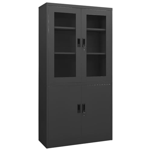 Büroschrank mit gehärtetem Glas und 3 verstellbaren Einlegeböden – Stahl Aktenschrank zur sicheren Aktenaufbewahrung Büroschrank mit gehärtetem Glas und 3 verstellbaren Einlegeböden – Stahl Aktenschrank zur sicheren Aktenaufbewahrung von ROMHZKS