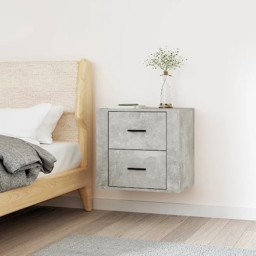 Elegant Design Wand-Nachttisch aus Holzwerkstoff mit Stauraum, stabile Oberplatte für Schlafzimmer, wandmontiert platzsparend von ROMHZKS