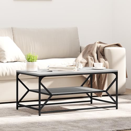 Greysonoma Couchtisch Rechteckig Grau Modern: Minimalistischer Beistelltisch mit Matter Oberfläche, 90x50x40 cm, ideal für Wohnzimmer, langlebig und von ROMHZKS