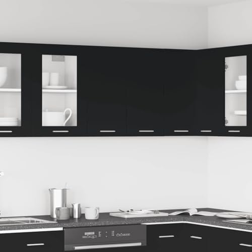 Hängeschrank Lyon Schwarz Moderner Küchenschrank aus Eichenholz mit viel Stauraum und elegantem Design 60x31x60 cm Holzwerkstoff von ROMHZKS