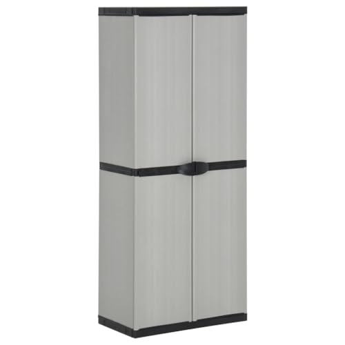 PVC Gartenschrank mit 3 Böden, robuster Terrassenschrank aus PP für optimalen Stauraum im Garten und auf dem Balkon von ROMHZKS
