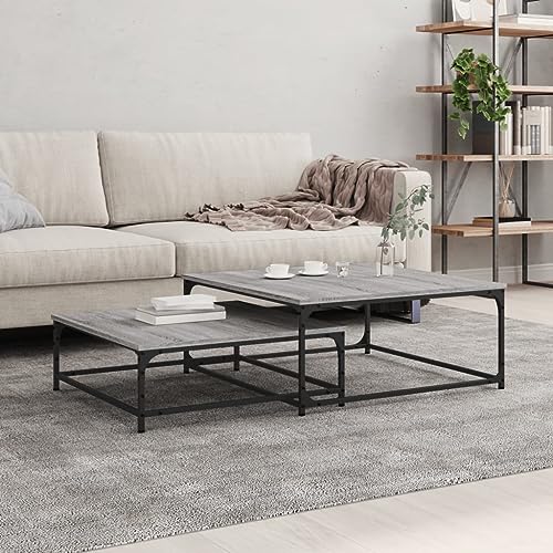 ROMHZKS 2-teiliger Satztisch-Set aus Holzwerkstoff, moderner Beistelltisch und Couchtisch für Wohnzimmer, Schlafzimmer, Büro mit platzsparendem Design und Stabiler ROMHZKS 2-teiliger Satztisch-Set aus Holzwerkstoff, moderner Beistelltisch und Couchtisch für Wohnzimmer, Schlafzimmer, Büro mit platzsparendem Design und Stabiler von ROMHZKS
