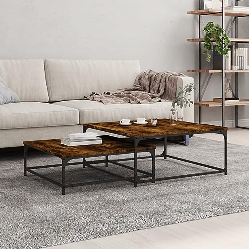 ROMHZKS 2-teiliger Satztisch-Set aus Holzwerkstoff, platzsparend für Wohnzimmer, Schlafzimmer oder Büro, modernes Design mit Stabiler Tischplatte und ROMHZKS 2-teiliger Satztisch-Set aus Holzwerkstoff, platzsparend für Wohnzimmer, Schlafzimmer oder Büro, modernes Design mit Stabiler Tischplatte und von ROMHZKS