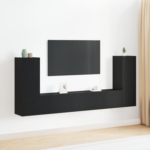 ROMHZKS 4-teiliges TV-Schranksystem - Wandmontiert, Schwarz-Eiche, Holzwerkstoff Fernseher Tisch Sideboard hängend tv unterschrank tv ständer ROMHZKS 4-teiliges TV-Schranksystem - Wandmontiert, Schwarz-Eiche, Holzwerkstoff Fernseher Tisch Sideboard hängend tv unterschrank tv ständer von ROMHZKS