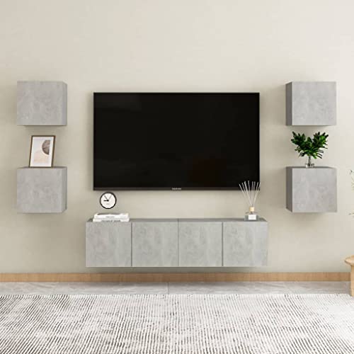 ROMHZKS 6-TLG. TV-Schrank-Set Betongrau Holzwerkstoff tv möbel Sideboard Wohnzimmer hängeschrank Konsolentisch mit Schubladen ROMHZKS 6-TLG. TV-Schrank-Set Betongrau Holzwerkstoff tv möbel Sideboard Wohnzimmer hängeschrank Konsolentisch mit Schubladen von ROMHZKS