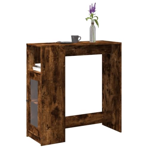 ROMHZKS Bartisch mit Regal Räuchereiche Dinner Table Küchentisch für Restaurant 101x40x103,5 cm Holzwerkstoff von ROMHZKS