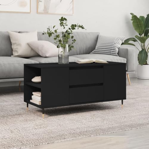 ROMHZKS Eleganter Couchtisch mit Stauraum, Holzwerkstoff Tischplatte und Metallbeinen für modernes Wohnzimmer von ROMHZKS