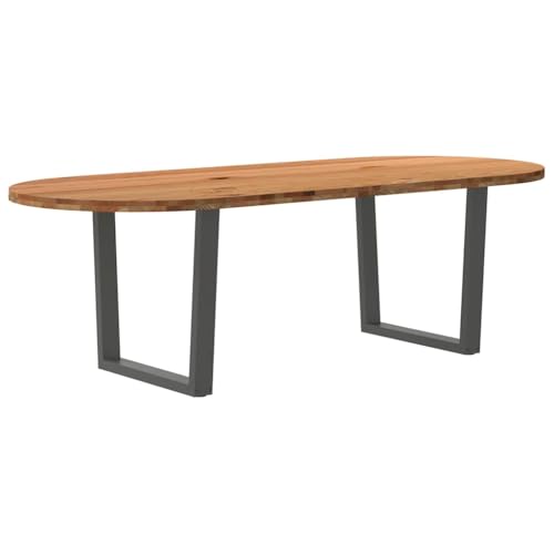 ROMHZKS Esstisch Hellbraun Familientisch Küchentisch für Küche 240x100x74 cm Massivholz Eiche Oval von ROMHZKS