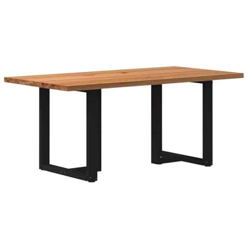 Esstisch Hellbraun Küchentisch Pflegeleichter Tisch für Innenraum 180x90x74 cm Massivholz Eiche Rechteckig von ROMHZKS