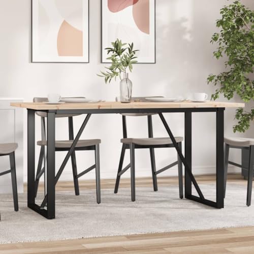 ROMHZKS Esstisch O-Gestell Esszimmer Familientisch für Küche 160x80x75,5 cm Massivholz Kiefer & Gusseisen von ROMHZKS