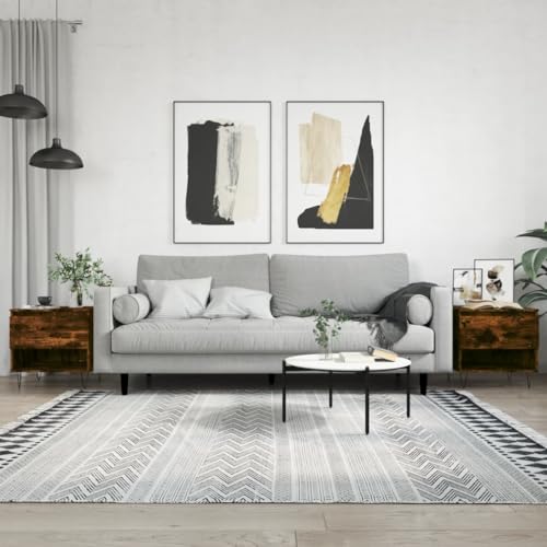 ROMHZKS Holzwerkstoff Couchtisch mit Metallbeinen und Stauraum - Eleganter Beistelltisch für Wohnzimmer mit Schublade und Fach von ROMHZKS