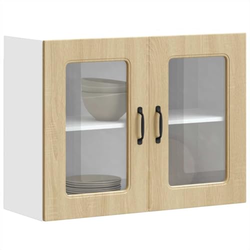ROMHZKS Küchen-Hängeschrank mit Glastür Kalmar Sonoma-Eiche Holzwerkstoff Ofenunterschrank mit Stauraum, verstellbaren Füßen und platzsparendem Design ROMHZKS Küchen-Hängeschrank mit Glastür Kalmar Sonoma-Eiche Holzwerkstoff Ofenunterschrank mit Stauraum, verstellbaren Füßen und platzsparendem Design von ROMHZKS