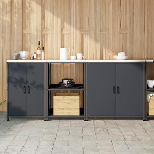 ROMHZKS Küchenaufbewahrungsset 3 pcs Anthrazit Industrielles Küchenschrankset mit Stauraum und Metallregalen für Moderne Einrichtung 210 x 50 x 92 cm ROMHZKS Küchenaufbewahrungsset 3 pcs Anthrazit Industrielles Küchenschrankset mit Stauraum und Metallregalen für Moderne Einrichtung 210 x 50 x 92 cm von ROMHZKS