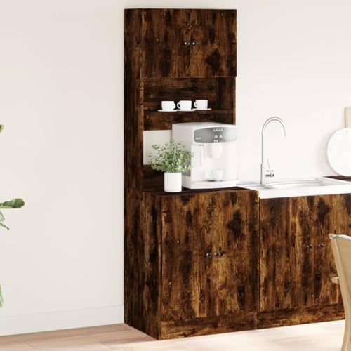 ROMHZKS Küchenschrank Räuchereiche Rustikaler Wandschrank mit Regalen für Küche und Flur, Stauraum Lösung 60x50x180 cm Holzwerkstoff ROMHZKS Küchenschrank Räuchereiche Rustikaler Wandschrank mit Regalen für Küche und Flur, Stauraum Lösung 60x50x180 cm Holzwerkstoff von ROMHZKS
