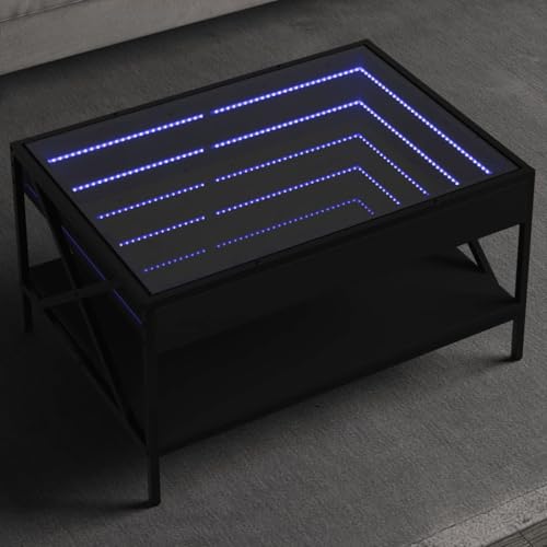 ROMHZKS LED Infinity Spiegel Couchtisch mit RGB Beleuchtung, Beistelltisch Kaffeetisch aus Holzwerkstoff und Metallfüßen für Wohnzimmer Schlafzimmer ROMHZKS LED Infinity Spiegel Couchtisch mit RGB Beleuchtung, Beistelltisch Kaffeetisch aus Holzwerkstoff und Metallfüßen für Wohnzimmer Schlafzimmer von ROMHZKS