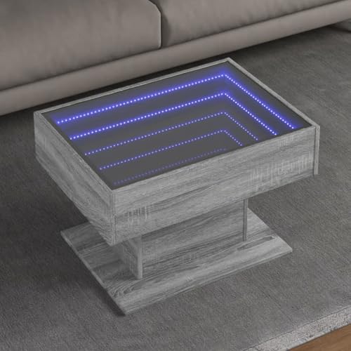 ROMHZKS LED Infinity Spiegel Couchtisch mit RGB Beleuchtung, Beistelltisch aus Holzwerkstoff für Wohnzimmer und Schlafzimmer ROMHZKS LED Infinity Spiegel Couchtisch mit RGB Beleuchtung, Beistelltisch aus Holzwerkstoff für Wohnzimmer und Schlafzimmer von ROMHZKS