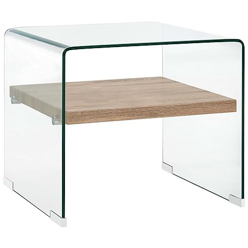 ROMHZKS Minimalistischer Couchtisch mit Glasplatte und Ablageboden aus MDF – Zeitloser Designertisch für Wohnzimmer mit Sicherheitsglas und Stauraum von ROMHZKS