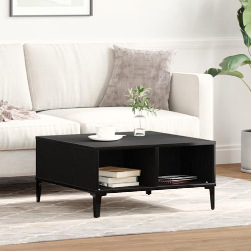 ROMHZKS Moderner Couchtisch Schwarz-Eiche Finish, minimalistisches Design mit Ablagefach, 80x80 cm, ideal für Wohnzimmer und Kaffeetisch ROMHZKS Moderner Couchtisch Schwarz-Eiche Finish, minimalistisches Design mit Ablagefach, 80x80 cm, ideal für Wohnzimmer und Kaffeetisch von ROMHZKS